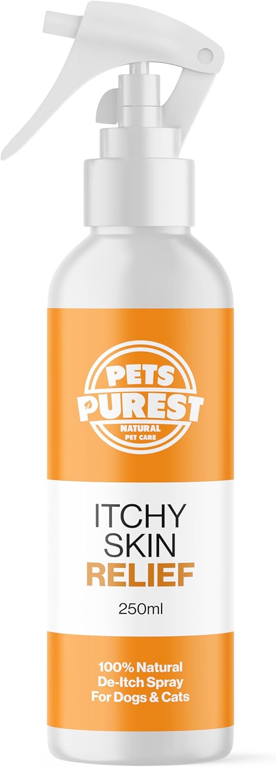 Pets Purest Cat & Dog Itchy Skin Spray - 100% Natural Anti Itch, Scratch, Skin Irritation, Insect Bite & Allergy Support for Dogs & Cats - 250ml