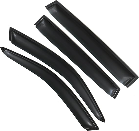 Tinted 4pc Window Deflectors Set Compatible With Toyota RAV4 XA20 01-05 Black Smoked Rain Wind Sun Guard Tape-On Window Visors