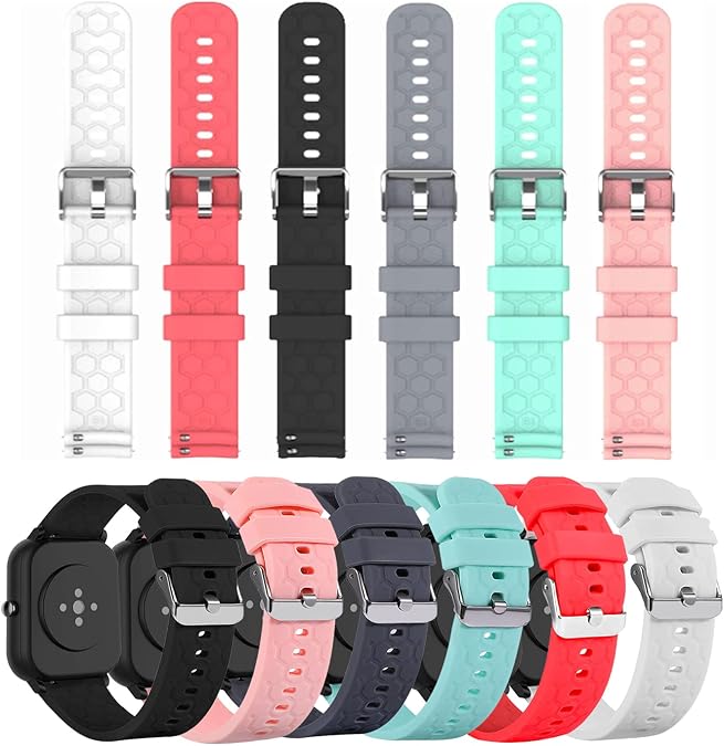 6-Pack Bands Compatible with Garmin Bounce Watch Strap Silicone Wristband, Replacement Bracelet Sport Strap for Butele H69, ANDFZ T42, Hero Band III, Donerton, Popglory, CanMixs P22 Accessories
