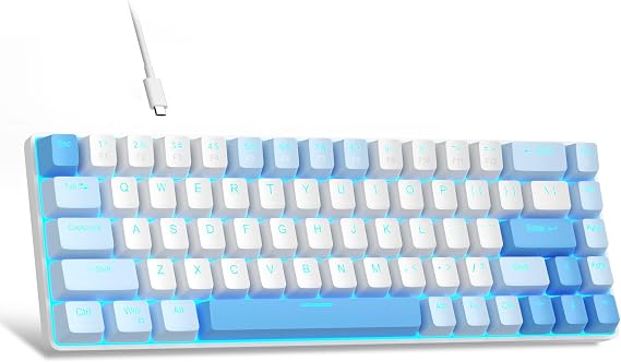 MageGee Portable 60% Mechanical Gaming Keyboard, MK-Box LED Backlit Compact 68 Keys Mini Wired Office Keyboard with Red Switch for Windows Laptop PC Mac - Sky Blue