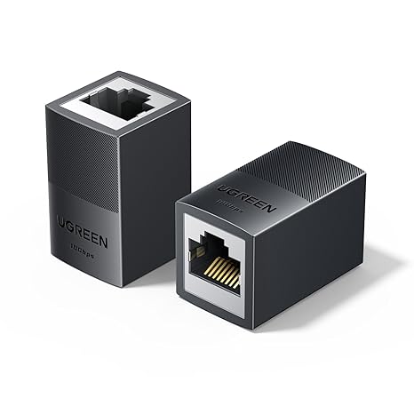 UGREEN RJ45 Coupler 2 Pack, 10Gbps PoE Shielded Adapter | Shielded Metal Housing with PoE Support. Extends Ethernet for Gaming, Office. Fits Cat7/Cat6/Cat5e Network Cables