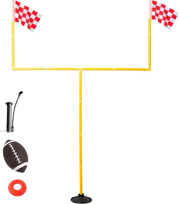Portable Football Field Goal Post Set with Football | Backyard Kicking Field Goals for Kids Youth and Adults - 6 ft x 4 ft(2 ft-6 ft In Height)