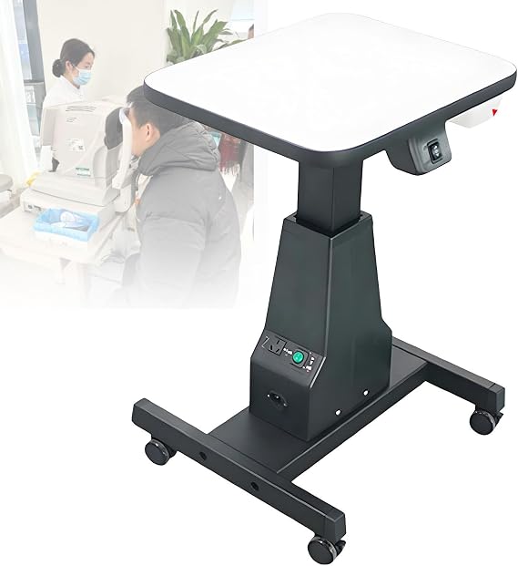 Optical Lifting Table Motorized Instrument Desk, Optometry Motorized Table Lifting Table for Easy Height Adjustment 25.6~32.3in, with Large-Capacity Drawers Black