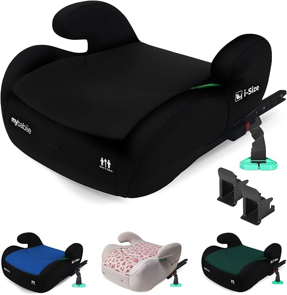 My Babiie MBCSB20 Child Booster Seat - ISOFIX, R129 i-Size 125-150cm (Group 3, 6 to 12 Years Approx.) Portable Kids Car Seat, Comfortable, Compact, Lightweight, Ideal for Travel - Black