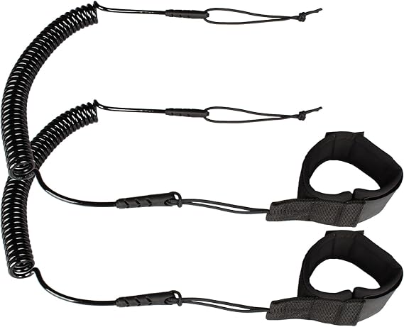 Coiled Surfboard Leash for Paddle Board SUP Surfing with Ankle Strap - Stay on Board with Leg Rope Leash and Ankle Accessory