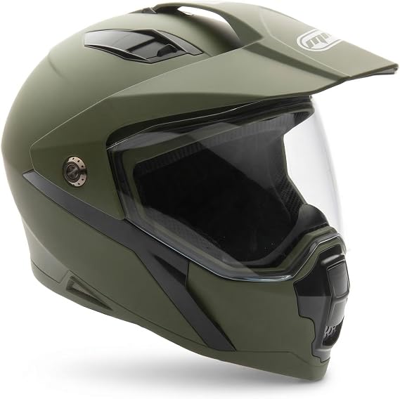 MMG Adult Dual Sport Full Face Helmet, Dirt Bike/ATV/Street, Green, Medium | Polycarbonate/ABS dual-sport, flip-up visor. Off-road + street. Multi-vent, washable liner, D-ring strap. DOT FMVSS-218.