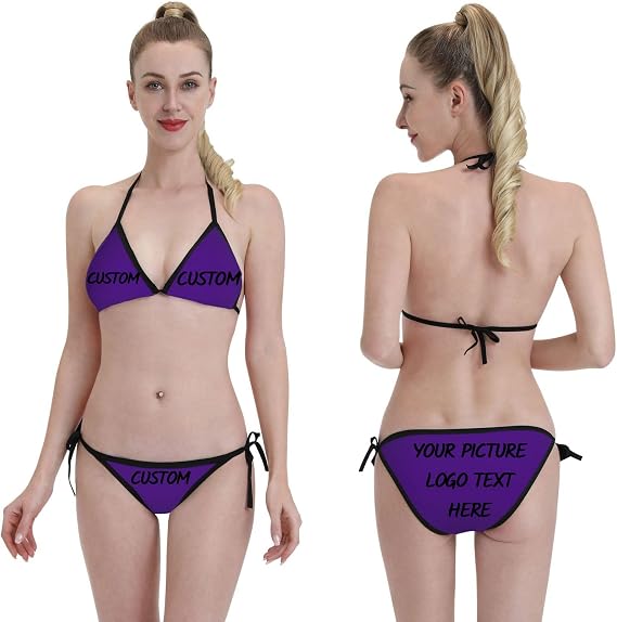 Custom Bikini Sets for Women Add Your Photo Logo Text Name Women's Swimsuit Sexy Two-Piece