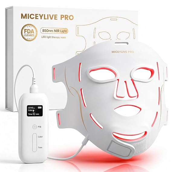 Red Light Therapy Mask for Face - FDA Cleared Blue Light Mask for Acne