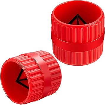 2 Pieces Red Inner-Outer Reamer Pipe and Tube Deburring Reamer Tubing Chamfer Tool for PVC/PPR/Copper/Brass/Aluminum Tubes(3/16-inch to 1-1/4-inch)