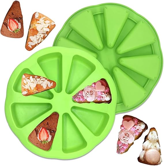 Silicone Cake Scone Pan,Triangle 8 Cavity Pizza Cake Pan,Silicone Cake Mold,Reusable Baking Tool for Cake Chocolate and Fondant, Easy to and Multi-use Silicone,Baking Pan for Home and Professional Use