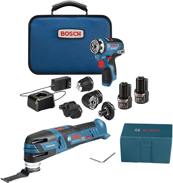 BOSCH GXL12V-270B22 12V Max 2 Tool Combo Kit with Camera Drill/Driver 5-in-1 with Flexiclick® System and Starlock® Oscillating Multitool