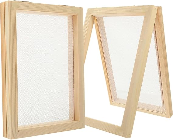 COHEALI Wooden Paper Making Frame Kit 2 pieces Paper Making Screen Mold Deckle for Handmade Craft Diy Kids Learning Projects Reusable Papermaking Tool 7.08 X 4.92 X 0.90 in