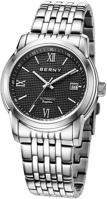 BERNY Automatic Watch for Men, Luxury Mechanical Watch, Roman Numerals