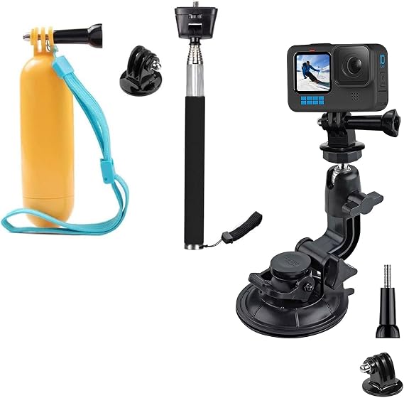 Action Camera Selfie Stick Floating Hand Grip Suction Cup Mount Compatible with Gopro Hero 13 12 11 10 9 AKASO EK7000 Brave 7 Brave 4 V50 Apexcam