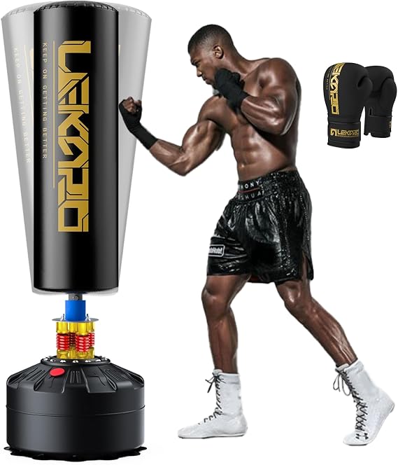 LEKÄRO Freestanding Punch Bag with Boxing Gloves Kick Punch Bag Heavy Adult Standing Punch Bag with Suction Base Muay Thai MMA Training