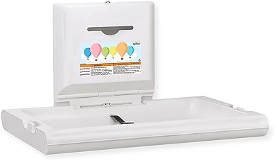 CP0016H-ASTM BabyMedi Surface-Mounted Baby Changing Station, White Polypropylene Finish; ADA Compliant; Bag Hooks; OpenClose Mechanism; Liner Dispenser