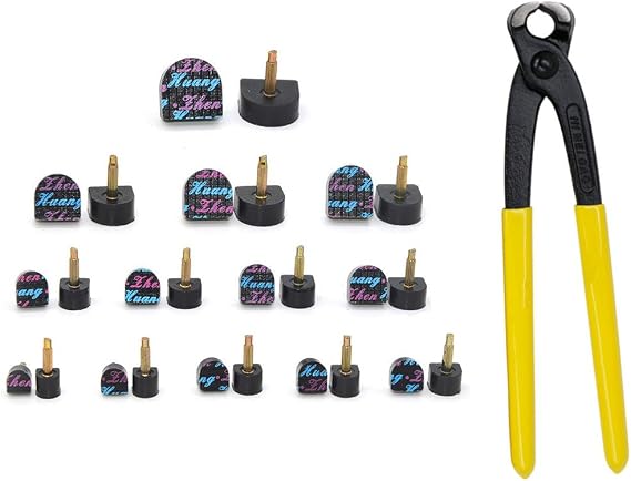 13 Pair Stiletto Tip Replacement Kit High Heel Dowel Pliers Set Includes 13 Pairs Tip Taps in Different Sizes and a Stiletto Pliers-3.0mm Core Black Tips