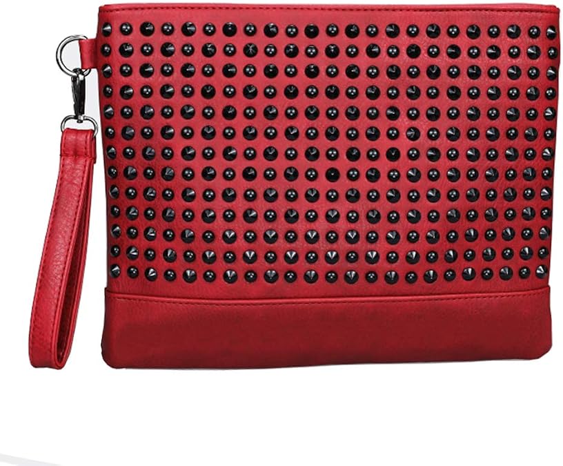 Segater Rivet Clutch Punk Style Purses Leather Phone Shoulder Bag Crossbody Bag