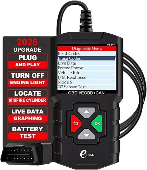 OBD2/EOBD Scanner for 1996+ Cars, Full Modes Check Engine Code Reader