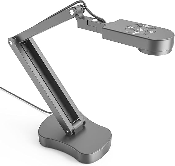 8MP Visualiser for Teaching/Classroom, USB Document Camera with 2 Microphones, 3 Level LED Light, Reverse Image Up and Down, Left and Right for Learning, Video Recording