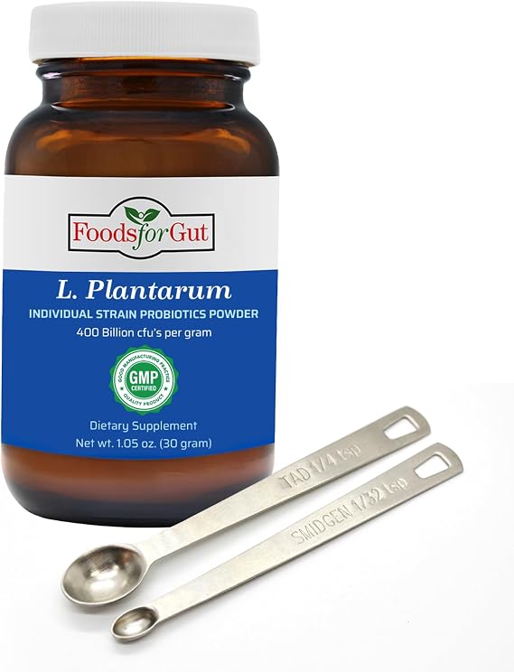 Foods For Gut Lactobacillus Plantarum Probiotic Powder 400 Billion cfu's | Made in USA | No Additives | Direct from Manufacturer | No Third-Party Storage | Immune Support | 30 Grams (1.05 Oz)