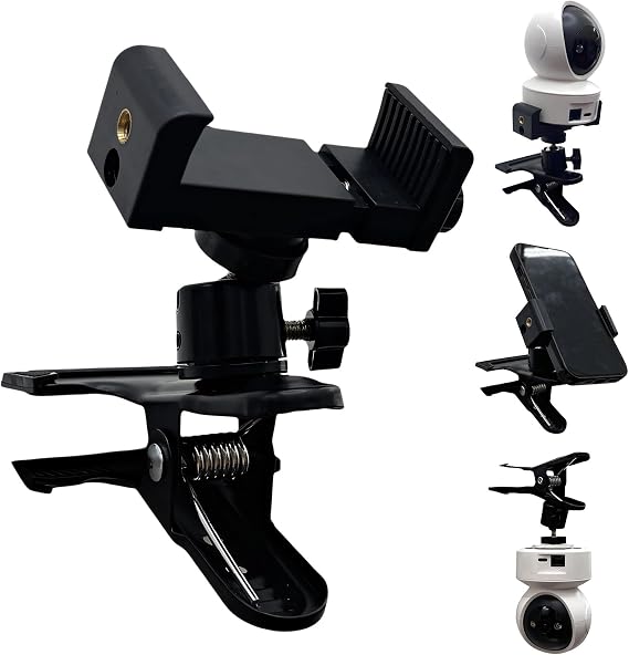 Universal Clamp Mount Phone and Camera Holder, Adjustable Spring Clip Stand,Camera Bracket, Black 1 Pack