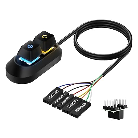 SinLoon External Power Button for Desktop, PC Power Switch, Push Button, Manual Operation, Black