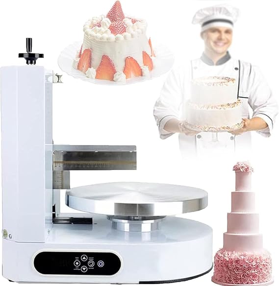 4-12 Inch Automatic Cake Icing Machine,Birthday Cake Cream Smooth Coating Decoration Machine Cake Bread Cream Decoration Spreader Smoothing Machine For Birthday Cake Cream Jam Spreader(White)