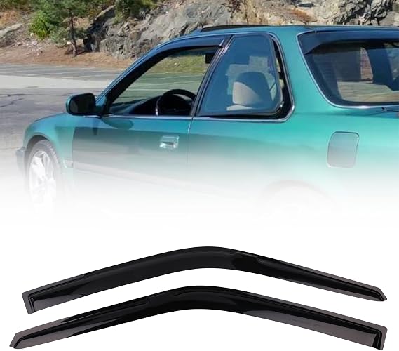 Tape-on Window Visors Fits 1990-1993 Honda Accord Coupe | Slim Style, Smoke Tinted, Acrylic, Rain Guards Side Window Wind Deflectors Vent Visors, 2-Piece