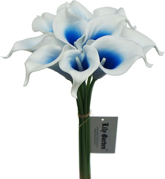 Artificial Picasso Calla Lily Flower Bouquets (Blue and White)