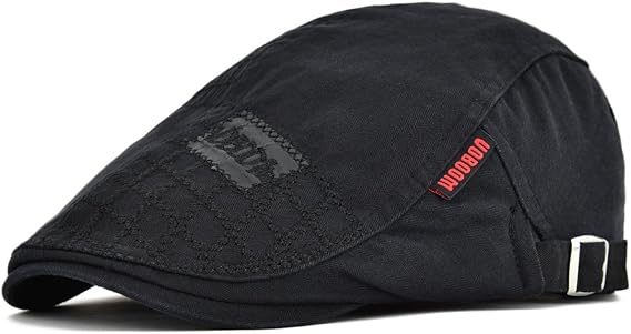 VOBOOM Men Cotton Adjustable Newsboy Beret Ivy Cap Cabbie Flat Hat