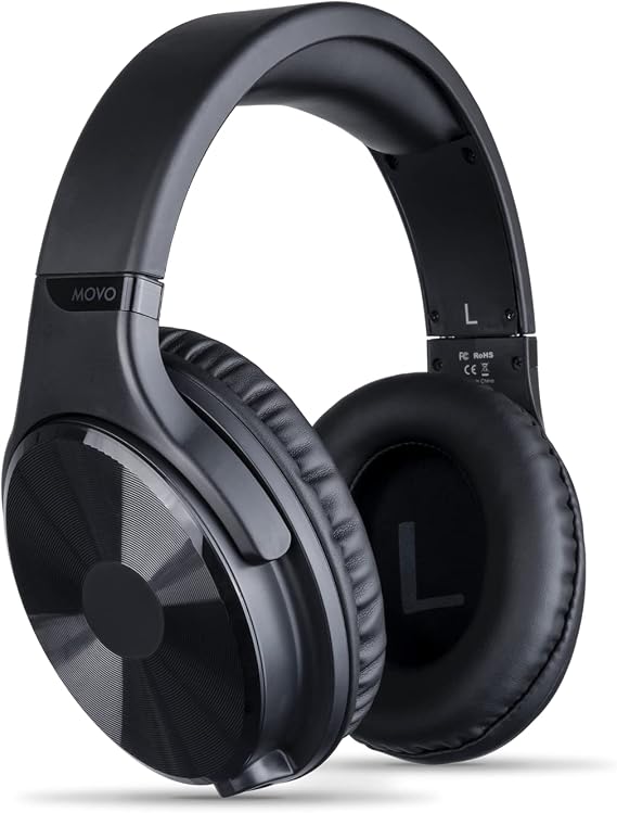 Movo MH-100 Hi-Fi Studio Headphones with Microphone - Wired Over Ear Headphones for Gaming and Music with 3.5mm and 6.35mm Input - Comfortable Headphones with Mic - Perfect Podcast Headphones for PC