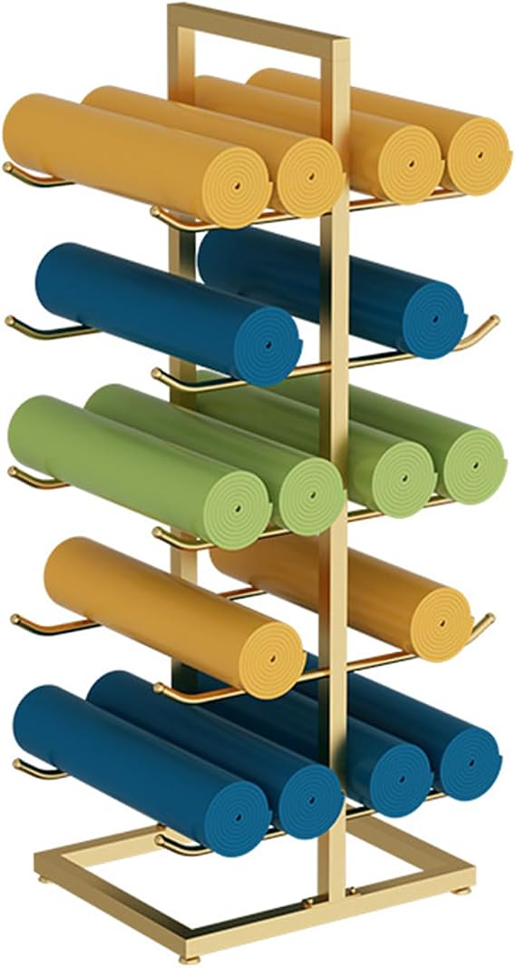 Large Yoga Mat Rack Floor Stand Yoga Mat & Foam Roller Holder Holds Mats Home Gym Storage Organizer Shelf for Exercise Mats & Pilates Mats