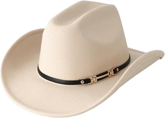 Women Men Western Cowboy Hat Vintage Felt Cowgirl Hat Wide Brim Adult Cowboy Hats