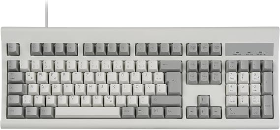 Perixx PERIBOARD-106M Full Format USB Wired Keyboard with Ergonomic Design, Retro/Vintage Design, Grey/White