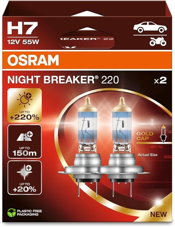 Osram Ampul H7 55W 12V Px26D5X2Trqr2B Osram Night Breaker - Osr 64210NB220-2HB