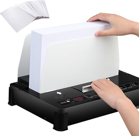 Thermal Binding Machine, 550 Sheets Capacity Hot-Melt Binding Device with 50PCS Covers, 55 mm Binding Thickness Heat Binding Machine A4/A5/Letter Size Business Document,8mm-Covers