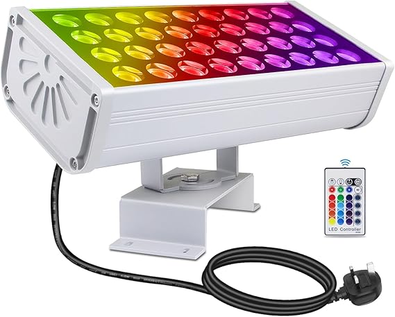 144W LED Wall Washer Light with RF Control, 14400LM RGBW Color Changing LED Flood Lights AC230V 6000K Spotlight Bar for Indoor Outdoor Lighting, Casinos, Weddings, Parties, Wall, Landscape [Energy Class E]