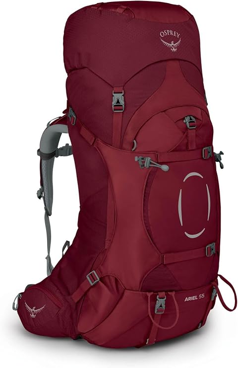 Osprey Ariel 55L Women's Backpacking Backpack, Red WXS-S