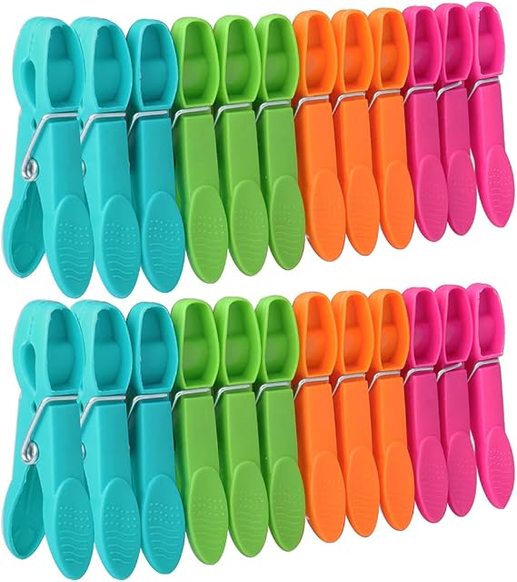 lohey 24PCS Pegs for Washing Line, Non Slip Strong Clothes Pegs with Durable Spring, Washing Line Pegs Plastic Laundry Pegs for Home Garden Outside