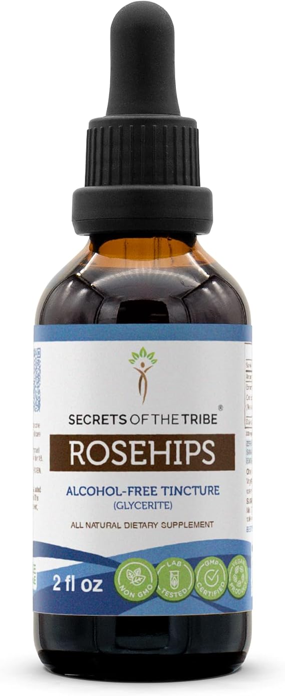Secrets of the Tribe Rosehips Tincture Alcohol-Free Extract, Rosehips (Rosa spp.) Dried Fruit 2 oz