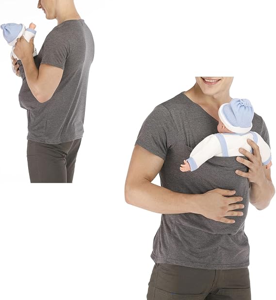 Kangaroo Shirt for Dad and Baby, Mens Kangaroo Baby Carrier Shirt Dad Baby Carrier Shirt V Neck Short Sleeve T-Shirts