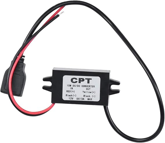 12V to 5V USB Converter DC-DC Step Down Adapter 12V to USB 5V 3A Converter Regulator Cable Wires Car LED Display Power Supply Inventor Buck Converter Step Down Module Transformer Adapter