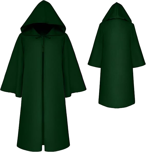 AUBIG Men Medieval Monk Robe Priest Cape Wizard Witch Hooded Friar Cloak Halloween Costume Party Cape