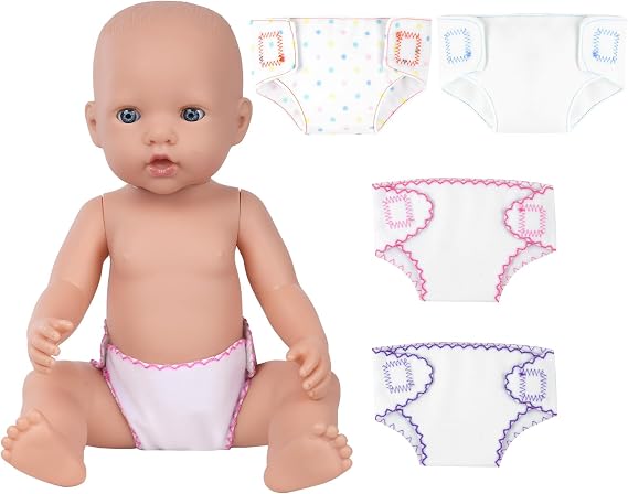 Aolso Doll Accessories Diaper, 4Pcs Doll Accessories Diaper Baby Doll Nappies, Baby Doll Nappies Set Reusable For Multiple Uses