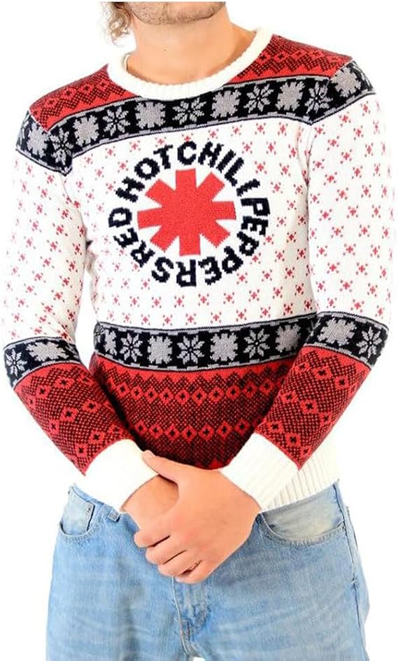Red Hot Chili Peppers Logo Adult White Ugly Christmas Sweater