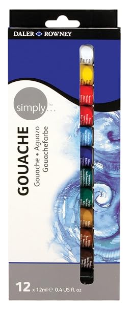 Daler-Rowney Simply... Gouache Paint Set, Assorted Colors, 12 Piece, 12ml