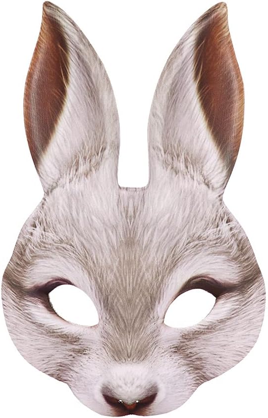 EQLEF Masquerade Bunny Mask, Realistic Rabbit Animal Mask EVA Bunny Face Mask Adult Cosplay Rabbit Costume for Fancy Dress Ball Easter Carnival Halloween Animal Themed Party