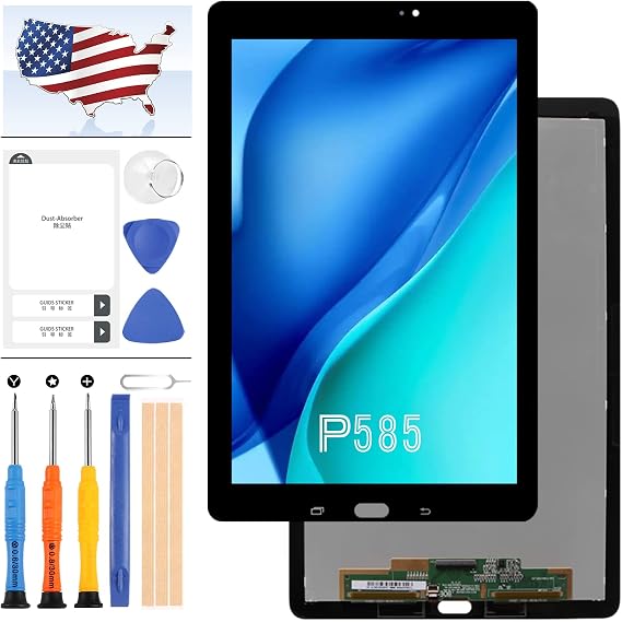 Screen Replacement for Samsung Galaxy Tab A 10.1 2016 P585 P580 SM-P585 SM-P580 LCD Dispaly Matrix Screen Touch Digitizer Sensor Full Glass Assembly Parts Kit with Free Repair Tools (Black)