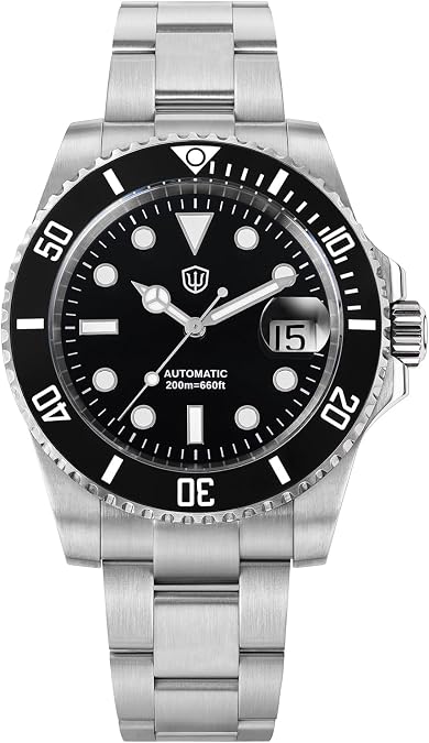 watchdives Automatic Watches for Men, WD5512 V2 PT5000 Sub Diver Watch 40mm Sapphire Crystal Wristwatch Luminous Mens Watch